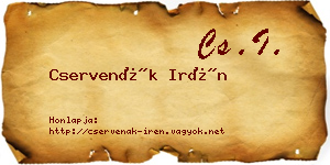 Cservenák Irén névjegykártya